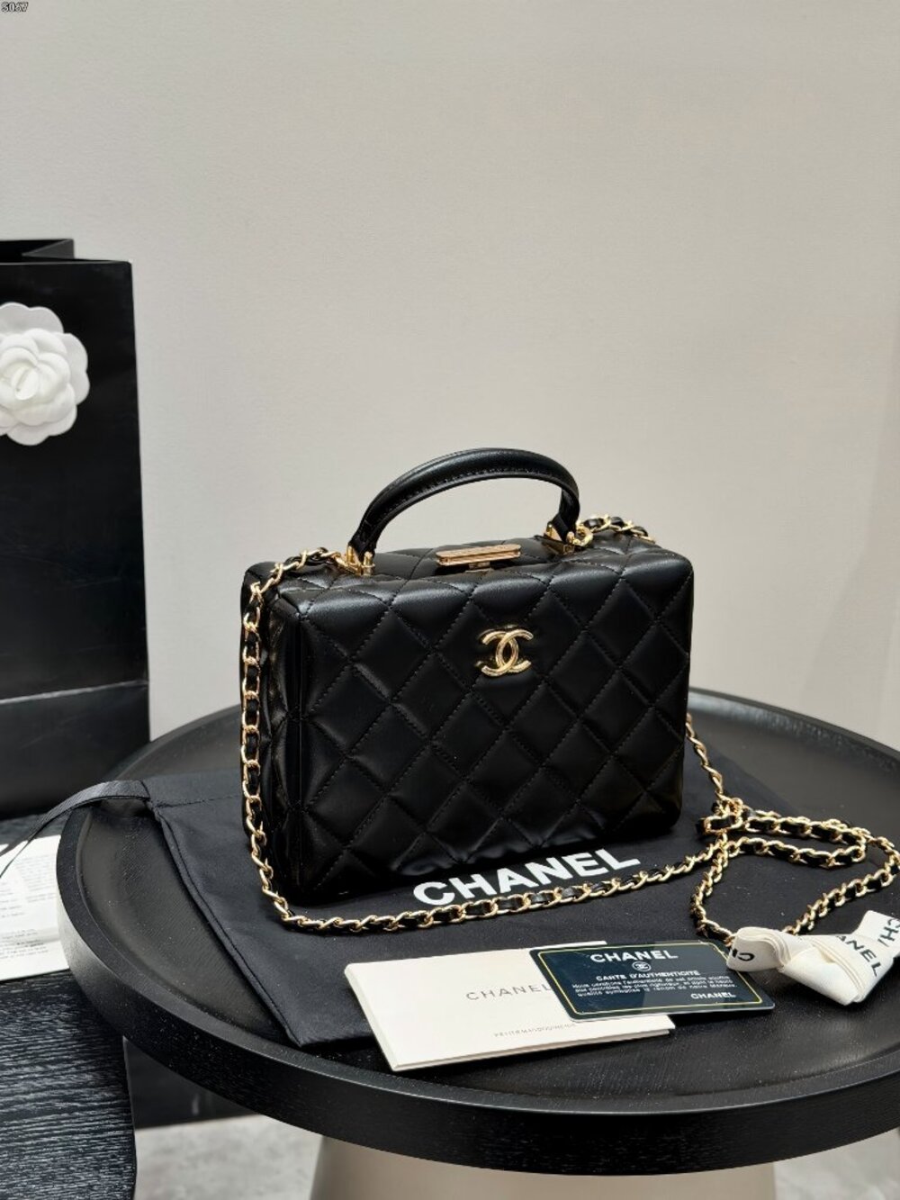 Chanel quilted hard-sided trunk handbag